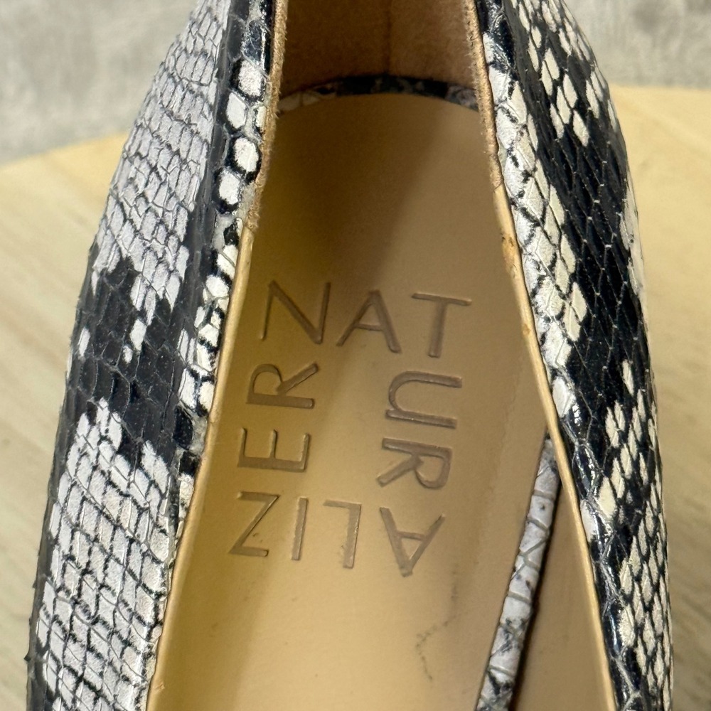 Naturalizer Anna Snakeskin Pointed Toe Pumps Black White Leather Heels Size 6M - Picture 11 of 16
